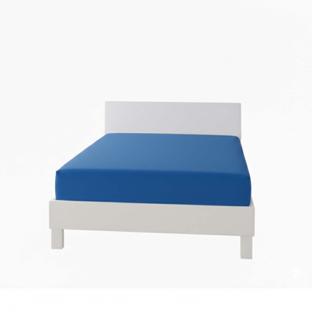 Polycotton Fitted Sheet Extra Deep 40cm Skirt Easy Care Blue Mid Blue Single