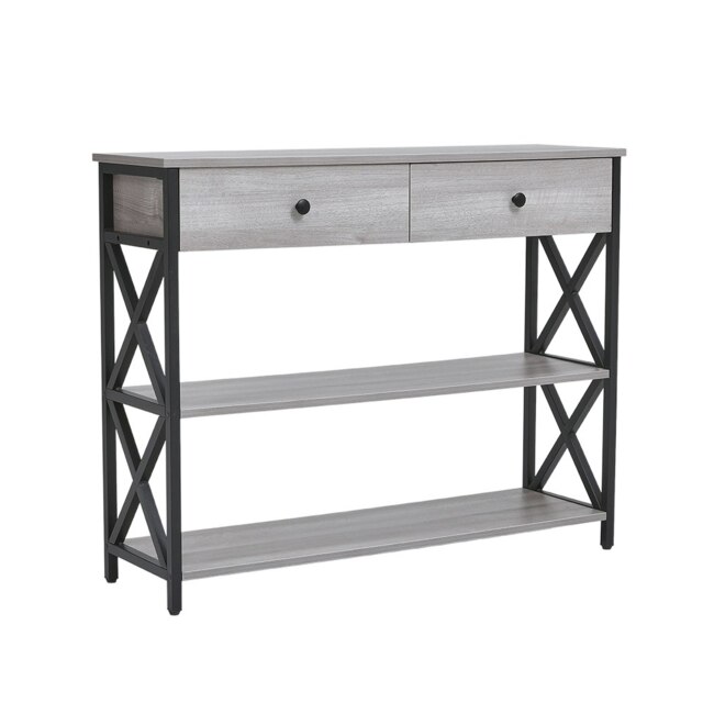 Living and Home Narrow Wooden Console Table with Drawers