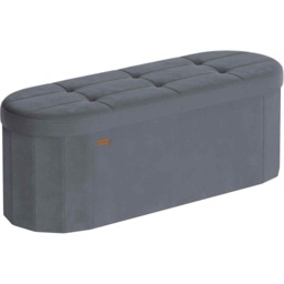 Velvet Storage Bench with Hidden Storage, Foldable Ottoman Chest for Entryway, Living Room and Bedroom, Slate Grey
