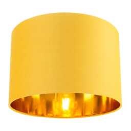 "Contemporary Ochre Cotton 12"" Table/Pendant Lamp Shade with Shiny Gold Inner Yellow Ochre 1"