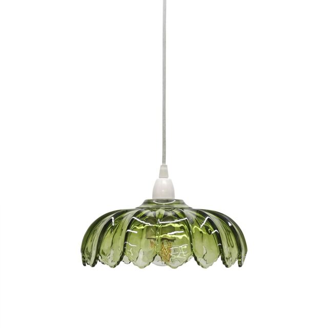 Alice - Green Floral Glass Easy Fit Pendant Shade