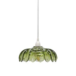 Alice - Green Floral Glass Easy Fit Pendant Shade