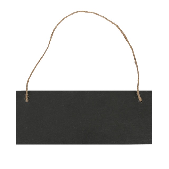 Nicola Spring Rectangle Slate Memo Board with Rope - 25cm x 10cm - Black