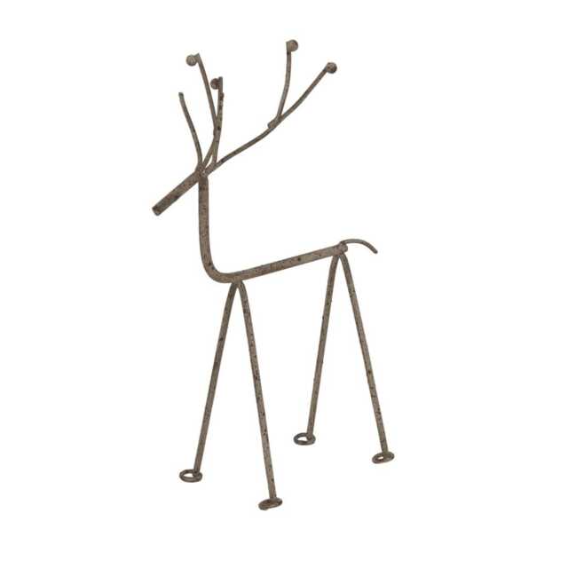 Rustic Reindeer on Stand Decoration - Metal - L6 x W16 x H23 cm - Silver