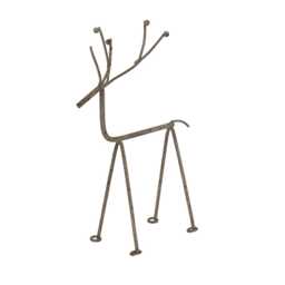 Rustic Reindeer on Stand Decoration - Metal - L6 x W16 x H23 cm - Silver