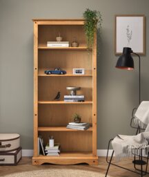 Mercers Furniture Corona Large Bookcase Tall Display Unit Solid Wood Pine Wooden with Mexican Styling