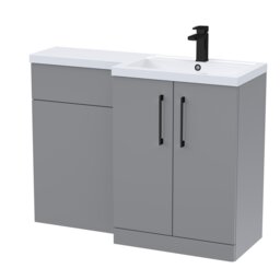 Balterley Right-Hand Bathroom Vanity and WC Unit Combination with Basin, with Handles Grey Satin Grey
