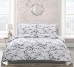 Velosso Marble Printed Cotton Blend Duvet Cover and Pillowcase Set Grey King