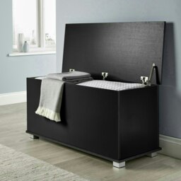 Folding Ottoman Chest Black Faux Leather Solid Sturdy Storage Multi Multicoloured