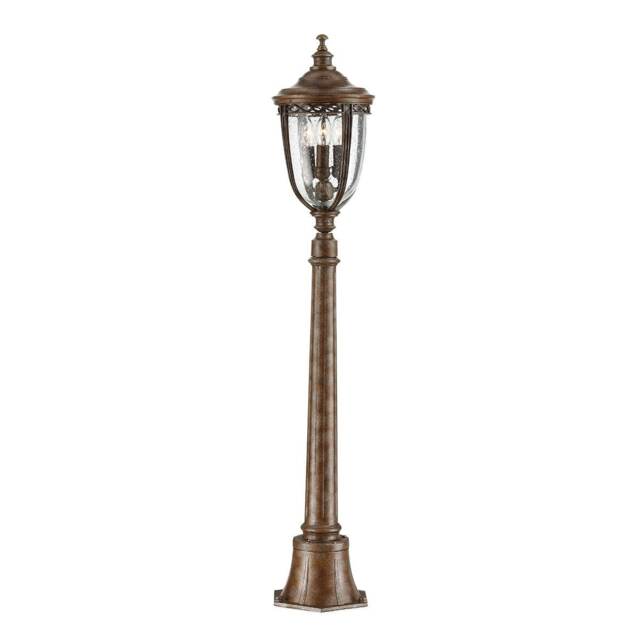 English Bridle 3 Light Medium Outdoor Bollard Light British Bronze IP44, E14