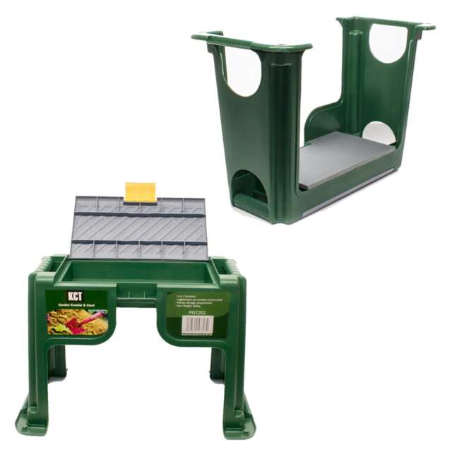 KCT Garden Kneeler 3 in 1 Seat Stool Tool Storage Compartment Portable Gardening Knee Pad with Handles