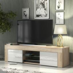TV Unit TV Stand Cabinet Sideboard Oak White High Gloss Storage 130cm