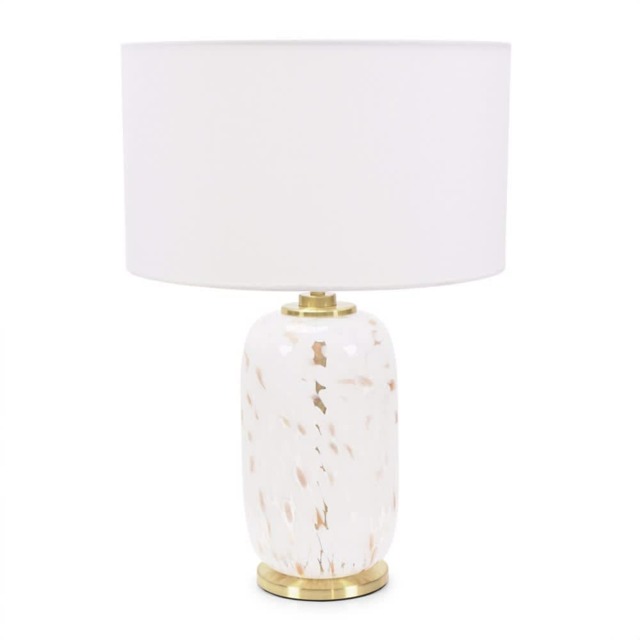 ValueLights India Gold Metal and White Confetti Glass Table Lamp White Shade