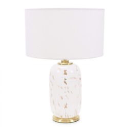 ValueLights India Gold Metal and White Confetti Glass Table Lamp White Shade