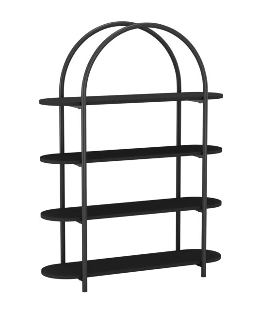 4 Tier Wooden Shelving Arched Unit Industrial Storage Bookcase Display Shelves Multi Black