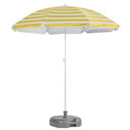 Harbour Housewares Metal Beach Parasol with Grey Base - 1.8m - Yellow Stripe
