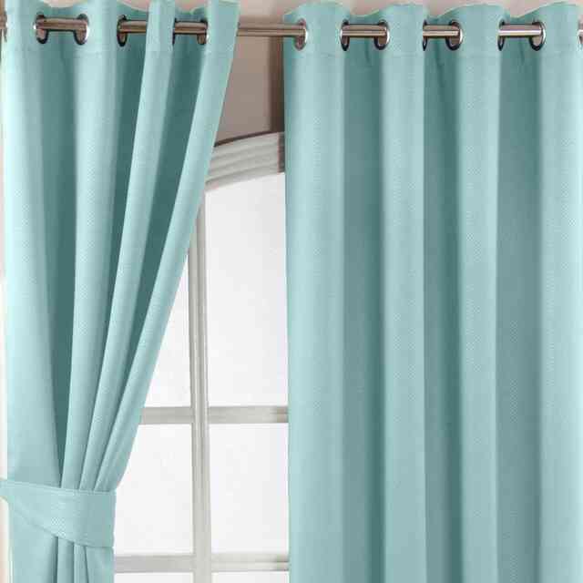 Homescapes Pastel Blue Herringbone Chevron Blackout Thermal Curtains Pair Eyelet Style - 46x72 Inches Blue Pastel Blue