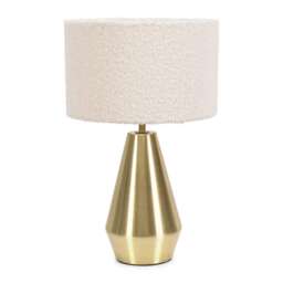ValueLights Jax Antique Brass Touch Table Lamp Cream Boucle Shade