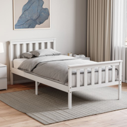 Vida Designs Milan 3ft Single Bed Wood Frame, High Foot End, White, 90 x 190cm