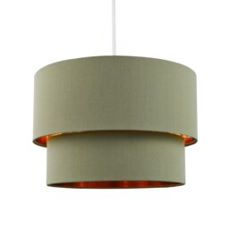 Modern Olive Green Cotton Double Tier Ceiling Shade with Shiny Copper Inner Green Olive Green 1