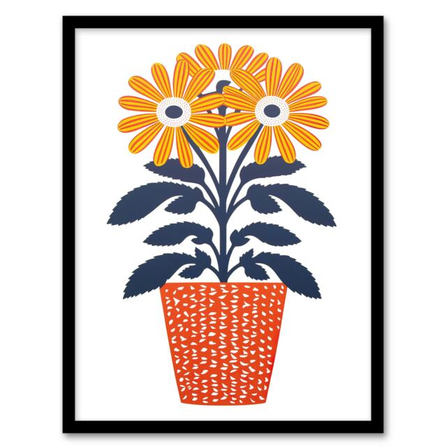 Modern Coral Pot Plant By Sofia Francis Home Decor Black Framed Wall Art Print A4