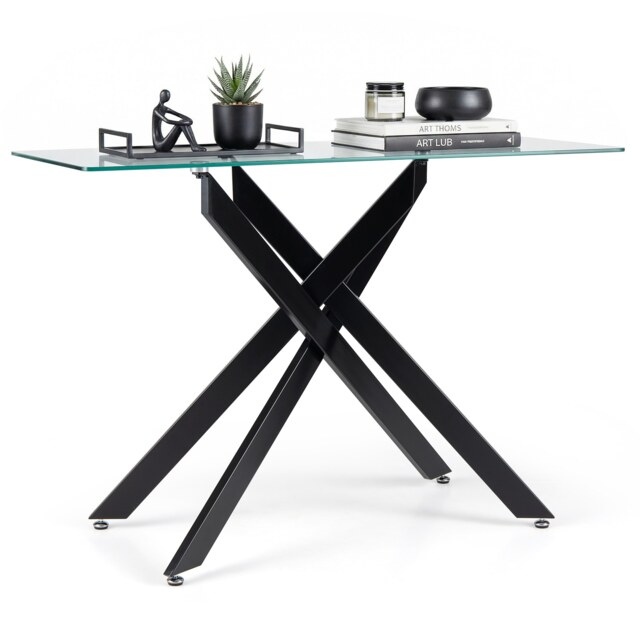 COSTWAY Glass Console Table Modern Entryway Table