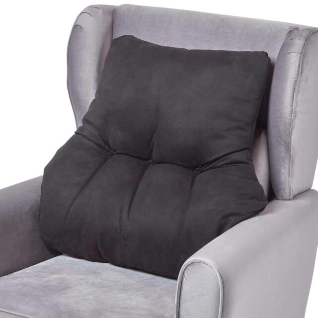 Homescapes Black Faux Suede Back Support Cushion Black Black H 58 x W 68 x D 15 cm