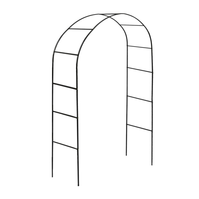 Harbour Housewares Metal Garden Arbour Arch - 2.4m x 1.4m - Large Wide Heavy-Duty Outdoor Plants Flower Archway Pergola Trellis Black Black One Size 1