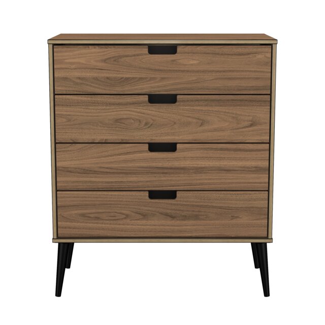 Taiwan 4 Drawer Chest of Drawers in Carini Walnut (Ready Assembled) Brown Carini Walnut