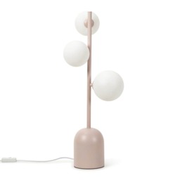ValueLights Marlow Pink 3 Way Table Lamp Small White Globe Shades