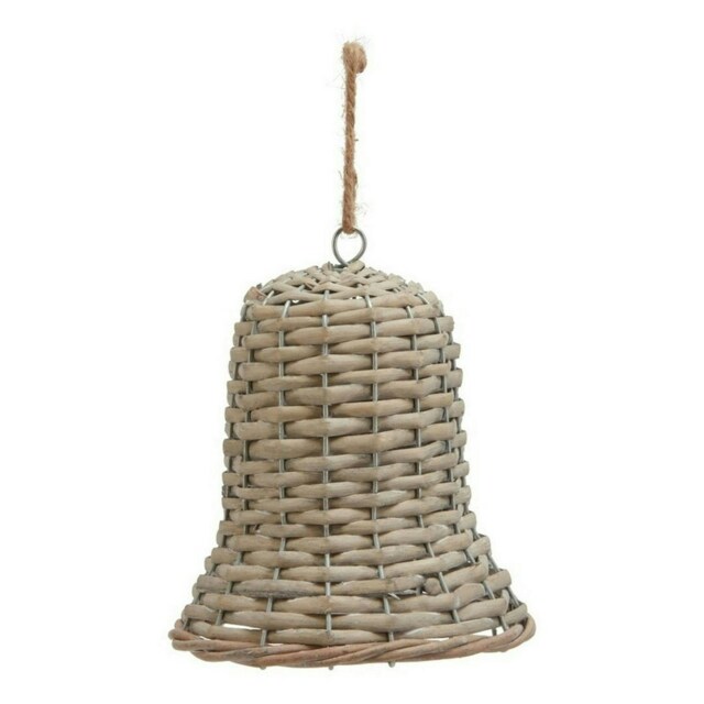 The Noel Collection Large Bell Decoration - Wicker - L8 x W8 x H15 cm - Brown