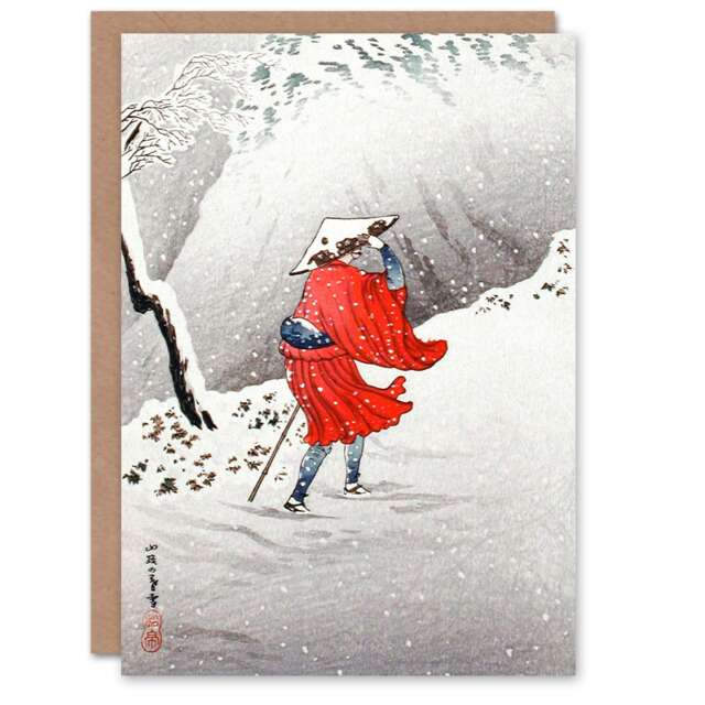 Hiroaki Takahashi Art Card Snowy Evening On A Mountain Path