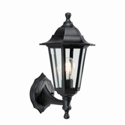 Bayswater 1 Light Outdoor Wall Lantern Clear Glass, Black Polypropylene IP44, E27