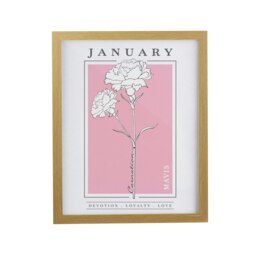 Personalised Birth Flower Oak Poster Frame Brown One Size
