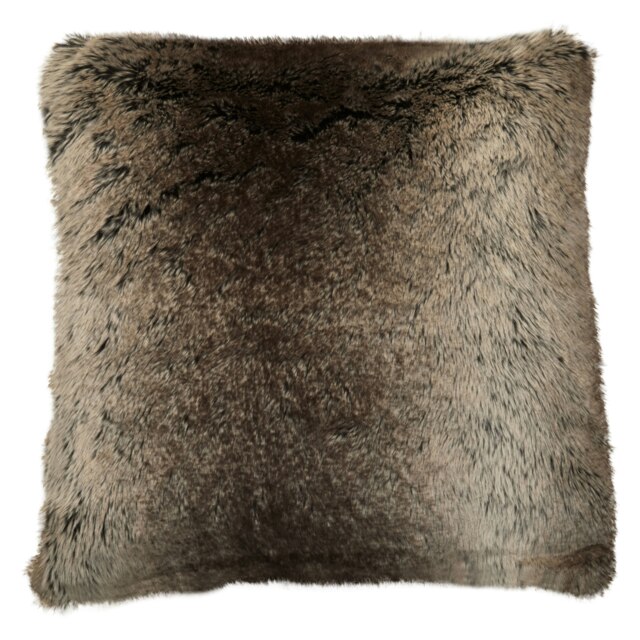 Interiors by Premier Mocha Ombre Square Faux Fur Cushion, Luxe Feather-Filled Throw Pillow with Faux-Suede Reverse Brown