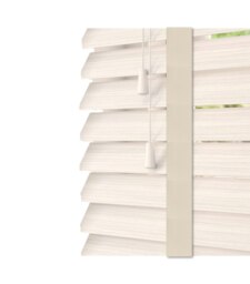 70cm White Oak Faux Wood Venetian Blinds with Tapes (120cm Drop) White White