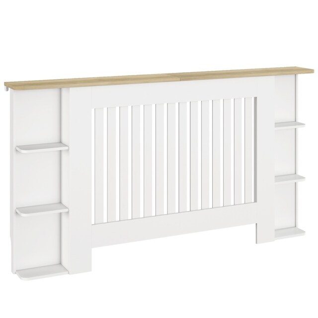 HOMCOM Vertical Slatted Heater Cover for Living Room, Large, White