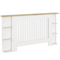HOMCOM Radiator Cover with Open Storage Shelves, Vertical Slatted Cabinet Shelf Heater Cover for Living Room, Hallway, Large, White (H: 83 / W: 152 / D: 19 cm) White