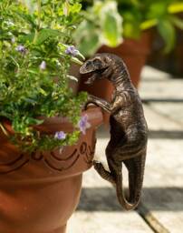 Velociraptor Plant Pot Hanger - L10.5 x W4.5 x H5 cm Bronze