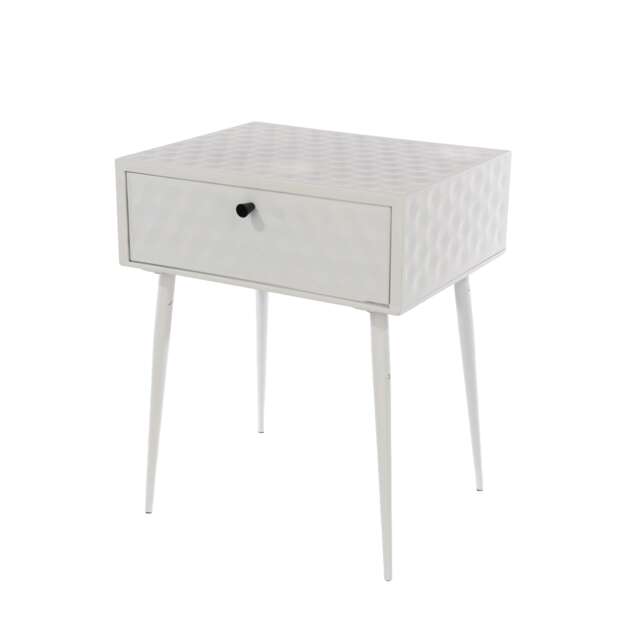 Options Saturn 1 Drawer Metal Bedside Cabinet - Painted Finish with Metal Handle and Mid-Century Tapered Legs