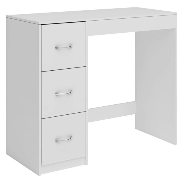 3-Drawer Wooden Desk and Dressing Table - Multi-Functional, 79.5x93x40 cm White White & White 22.5 x 43.5 x 98.5 1