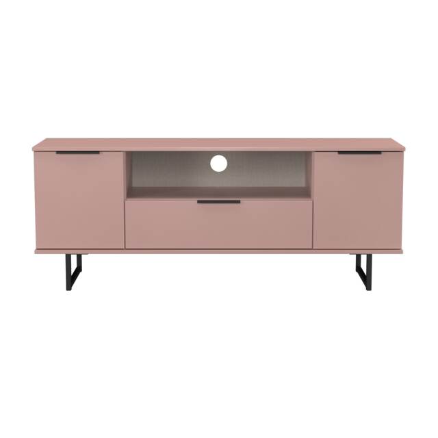 Beijing 2 Door 1 Drawer Wide TV Unit in Kobe Pink (Ready Assembled) Pink Kobe Pink