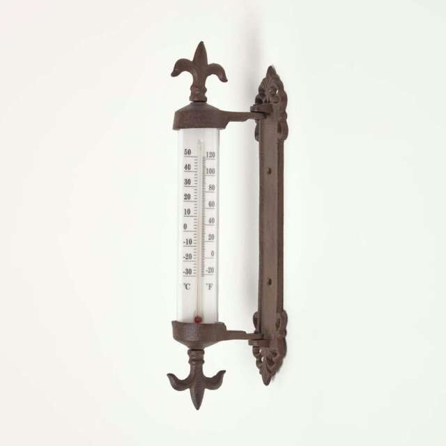 Homescapes Traditional Style Cast Iron Outdoor Garden Thermometer
