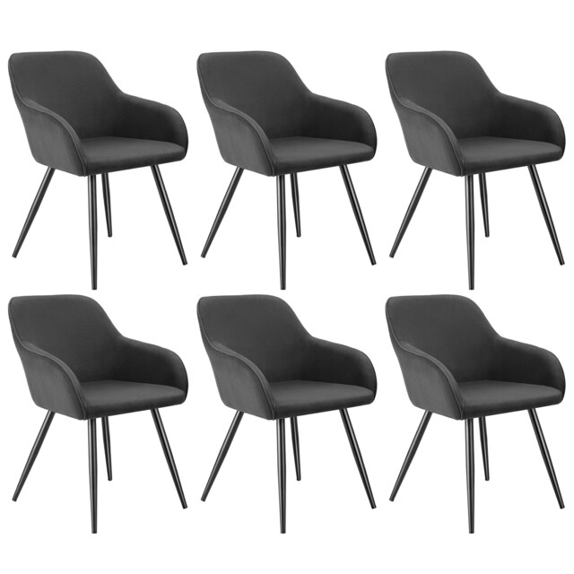 Dining Chair Marilyn - corduroy look, upholstered, armchair, continuous backrest Grey anthracite/black 6