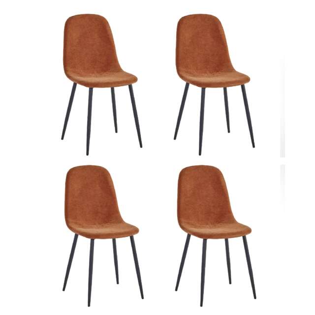 Alverton Premium Orange Chenille Upholstered Dining Chairs - Set of 4