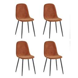 Alverton Premium Orange Chenille Upholstered Dining Chairs - Set of 4