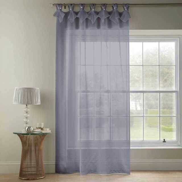Tiara Dolly Voile Tab Top Curtain Panel - Silver - 145cm x 274cm