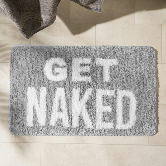 OHS Get Naked Non-Slip Shaggy Textured Bath Mat, 45x75cm - Grey