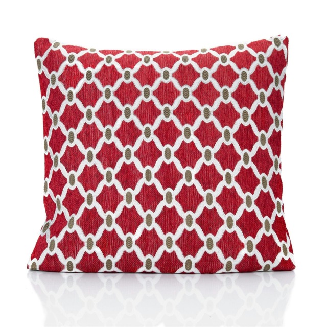 Berkeley Geometric Chenille 45cm x 45cm Red Cushion Set of 4 Red Cream & Beige 45cm x 45cm x 10cm 4