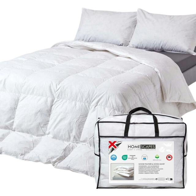Homescapes 4.5 Tog Duvet Luxury Goose Feather and Down for Summer Lightweight, Super King White Super King